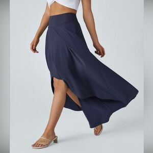 HALARA Blue Asymmetrical A-Line Maxi Skirt Resort Wear